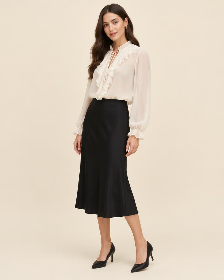 Sheer Ruffle Blouse in Ivory