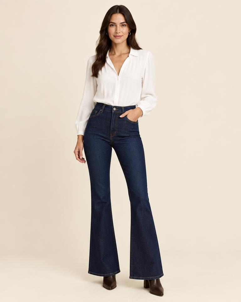 High-Rise Flared Jeans in Indigo